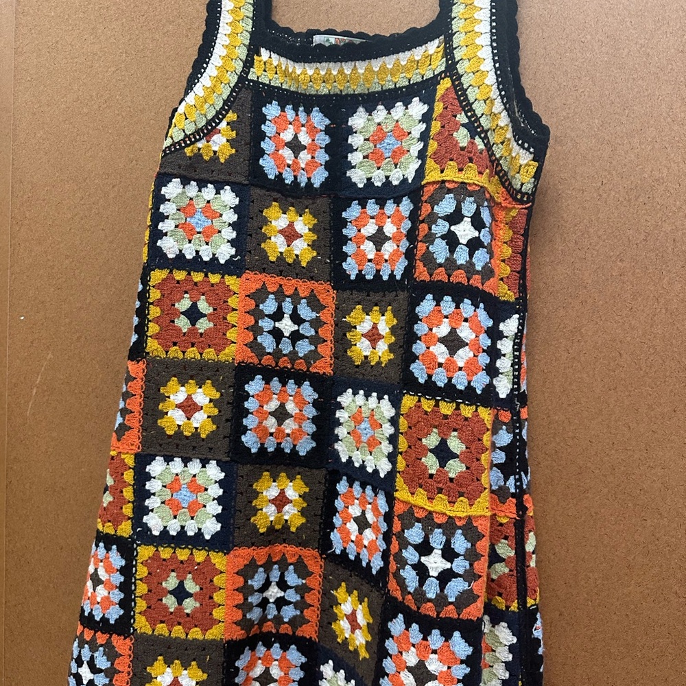 Colorful Crochet granny square dress